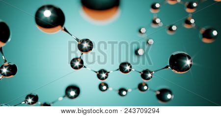 3d Illustration. Model Of Dopamine Molecule, Hormone Of Happiness.