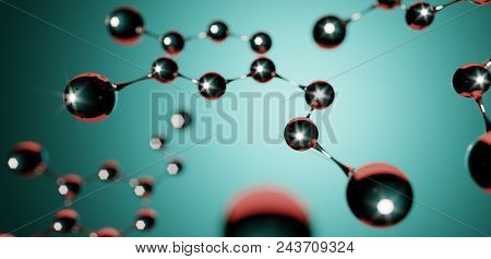 3d Illustration. Model Of Dopamine Molecule, Hormone Of Happiness.
