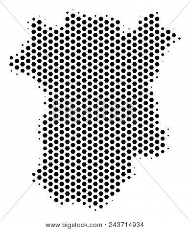 Honeycomb Chechnya Map. Vector Halftone Territory Scheme On A White Background. Abstract Chechnya Ma