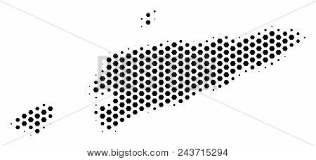 Hex-tile East Timour Map. Vector Halftone Territory Plan On A White Background. Abstract East Timour