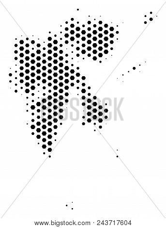 Hex-tile Svalbard Island Map. Vector Halftone Territorial Plan On A White Background. Abstract Svalb