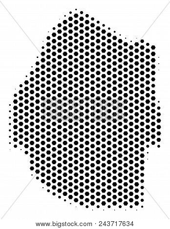 Hex Tile Swaziland Map. Vector Halftone Territorial Scheme On A White Background. Abstract Swaziland