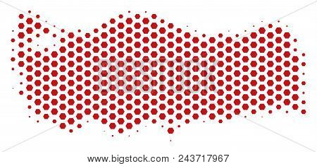 Hex Pixel Turkey Map. Vector Halftone Territory Scheme On A White Background. Abstract Turkey Map Co