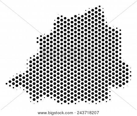 Honeycomb Vatican Map. Vector Halftone Geographic Plan On A White Background. Abstract Vatican Map M