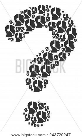 Unknown Figure Made From Call Center Operator Pictograms. Vector Call Center Operator Icons Are Comp