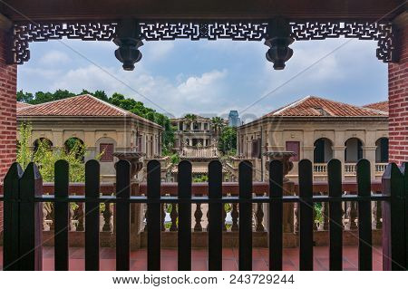 View From Interior Of Hai Tian Tang Gou Building With Blue Sky Background In Gulangyu Island