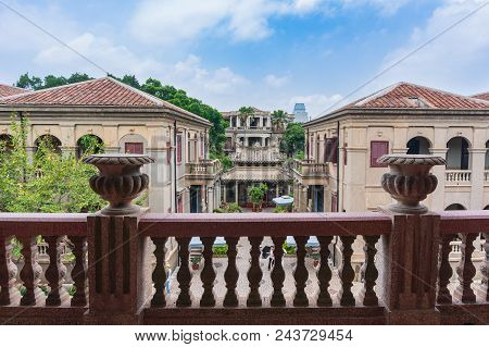 View From Interior Of Hai Tian Tang Gou Building With Blue Sky Background In Gulangyu Island