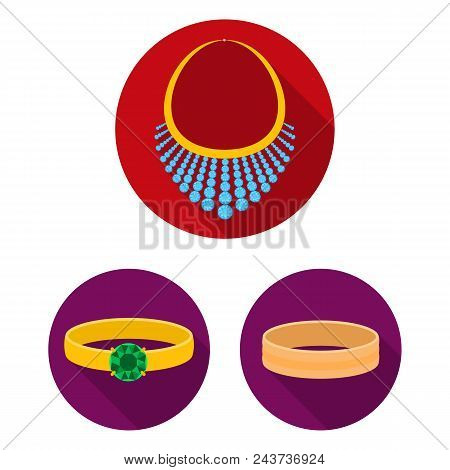 Jewelry And Accessories Flat Icons In Set Collection For Design.decoration Vector Symbol Stock  Illu