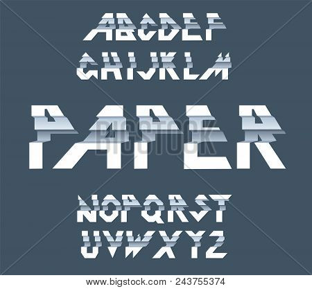 Paper Alphabet Vector Of Paper Folding. Ribbon Script Font. Vector Of Modern Stylized Paper Font. Al