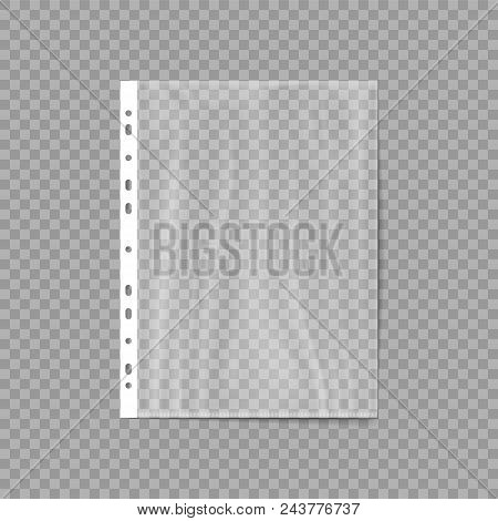 Empty Plastic Bag. Punched Pocket. Business File. Sheet Protector Isolated On A Transparent Backgrou