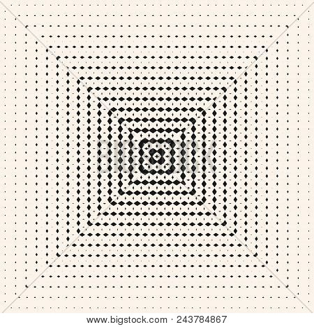 Black And White Geometric Seamless Pattern With Radial Halftone Transition Effect In Square Form. Ve