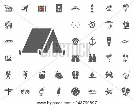 Tent For Camping Icon. Summer Holidays And Traveling Vector Icons Set