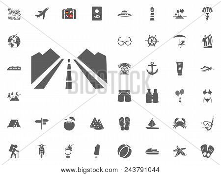 On The Way To The Trip Icon. Road Trip Icon. Summer Holidays And Traveling Vector Icons Set