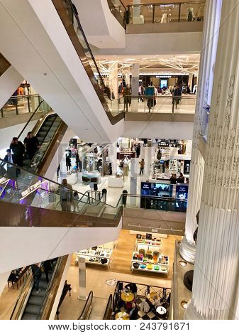LONDON - JUNE 5, 2018: Customers inside Selfridges on Oxford Street in London, UK.