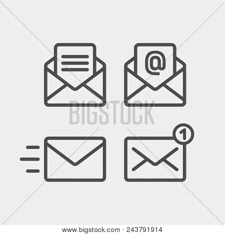 Email Flat Vector Icons Set. Letter Flat Vector Icons Set