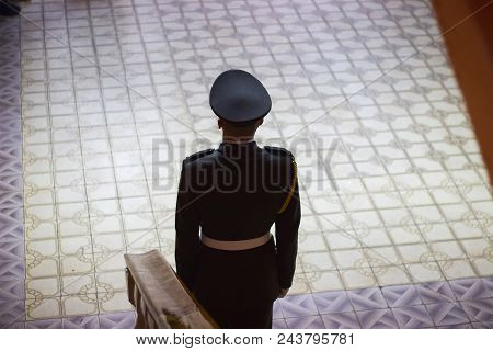 Military Students Orderly Standing Behind Is A Discipline System.