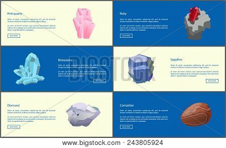 Rhinestone Carnelian Pink Quartz Ruby Diamond Sapphire Precious Gemstones Set Posters. Crystals And 