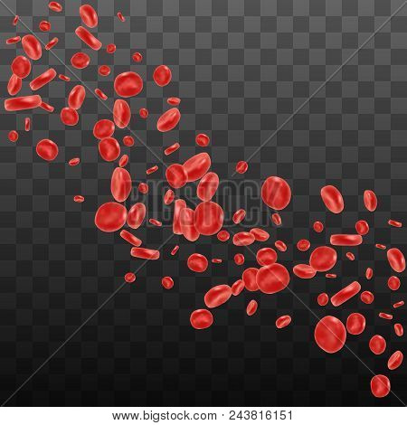 Red Blood Cell Flowing In Vein Or Artery. Vector Illustration On Transparent Background. Healthcare 