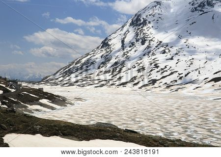 Alpine Scenery Of Bernina Pass At Poschiavo In Switzerland.