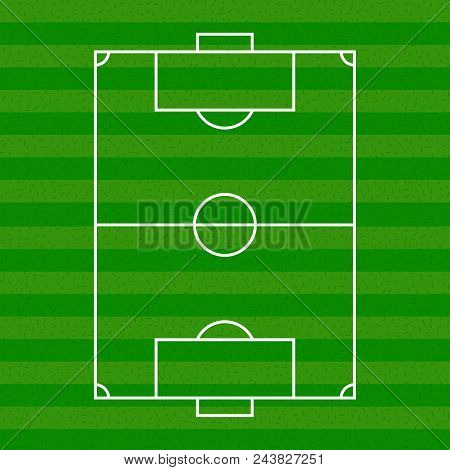 Football Field Vector Top View Illustration. Soccer Filed With Artificial Grass Rows.