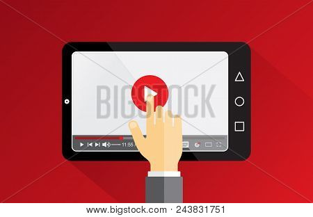 Screen Video Opening For Education Tutorials Background. Video Conference And Webinar Icon, Internet
