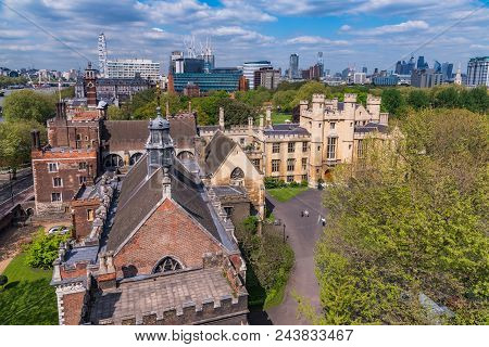 London, United Kingdom - May 04: Aerial View Of Lambeth Palace Traditional Architecture, Home To The