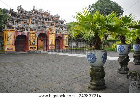 The Gate To The Hung To Mieu Temple In The Imperial City, Hue, Vietnam