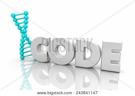 Code DNA Genetic Hereditary Word Genes 3d Render Illustration