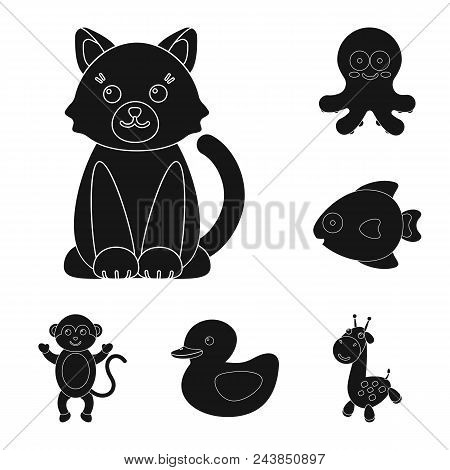 An Unrealistic Black Animal Icons In Set Collection For Design. Toy Animals Vector Symbol Stock  Ill