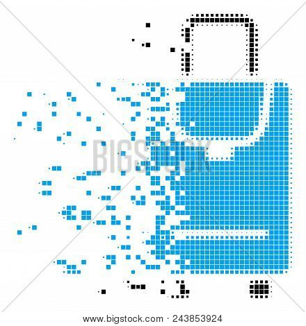 Dissolved Carryon Dotted Vector Icon With Wind Effect. Rectangle Fragments Are Composed Into Damagin