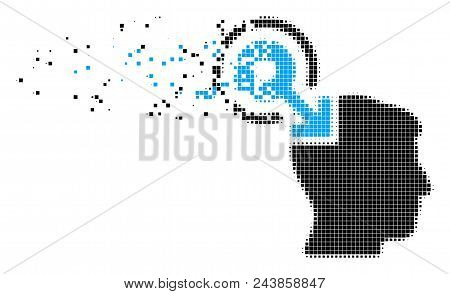 Fractured Brain Interface Plug-in Dotted Vector Icon With Wind Effect. Rectangle Items Are Grouped I
