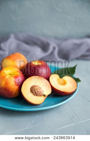 Preparations For A Making A Peach Jam. Season Fruit Concept.