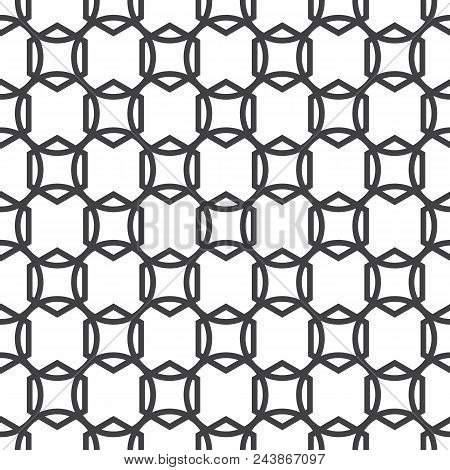 Seamless Abstract Geometric Pattern With Line Figures. Vector Illustration. Black And White Texture