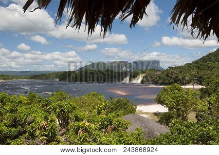 Giant Waterfall At Canaima Location In Venezuela
