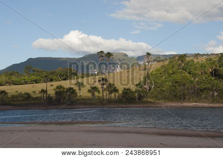 Canaima National Park With Some Mountains And River. Venezuela