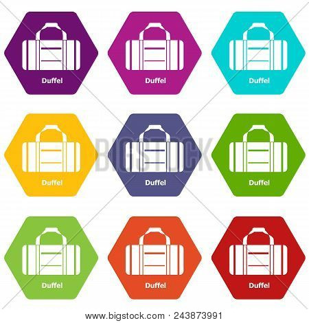 Duffel Icons 9 Set Coloful Isolated On White For Web