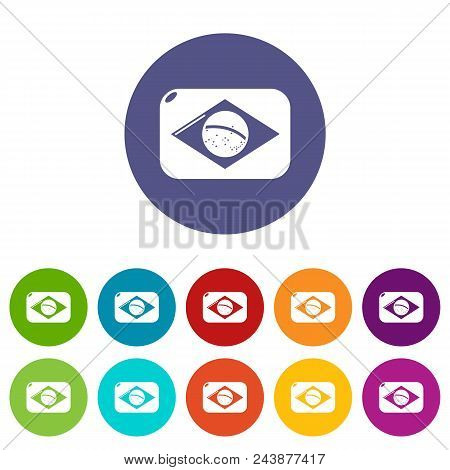 Brazilian Flag Icons Color Set Vector For Any Web Design On White Background
