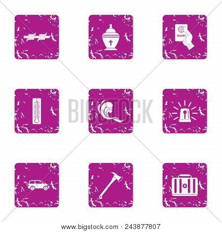 Condition Of Residing Icons Set. Grunge Set Of 9 Condition Of Residing Vector Icons For Web Isolated
