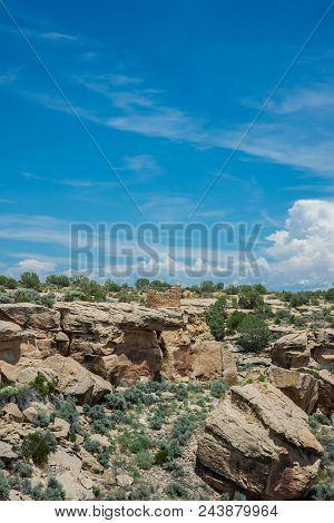 Desert Landscape With Ruins At Hovenweep National Monument