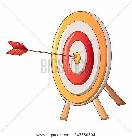 Target With Arrow Icon. Cartoon Of Target With Arrow Vector Icon For Web Design Isolated On White Ba
