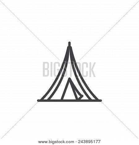 Tourist Tent Outline Icon. Linear Style Sign For Mobile Concept And Web Design. Hiking And Camping T