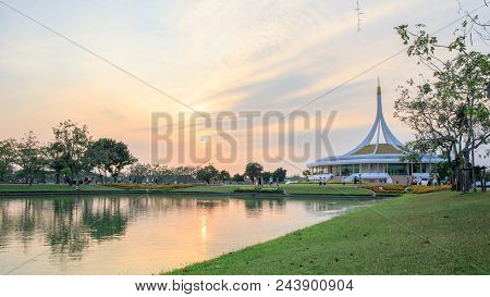 Bangkok, Thailand. - April 22, 2018 : Ratchamangkhala Pavilion At Public Park Name Suan Luang Rama I