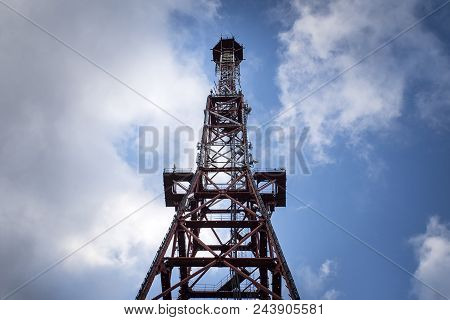 Telecommunication Towers Include Of Radio Microwave And Television Antenna System With Cloud Blue Sk