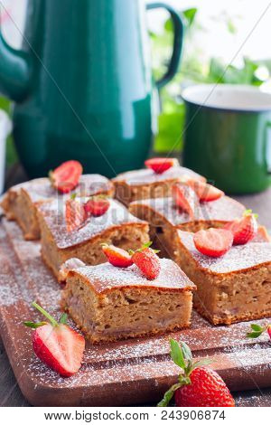 Strawberry Pie With Whole-grain Flour, Selective Focus