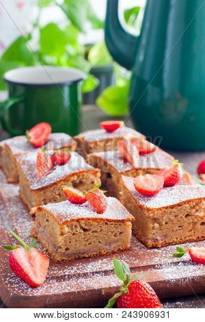 Strawberry Pie With Whole-grain Flour, Selective Focus
