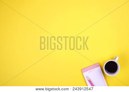 Set Of School Supplies With Plain Pencil Pen, Blank To Do List Notebook Sheets, Empty Check Box. Wri