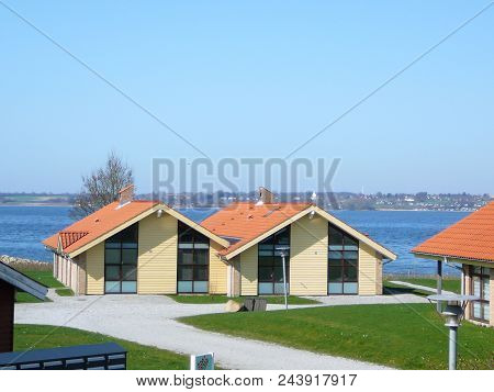 Holiday Homes On Flensborg Fjord On Clear Spring Day