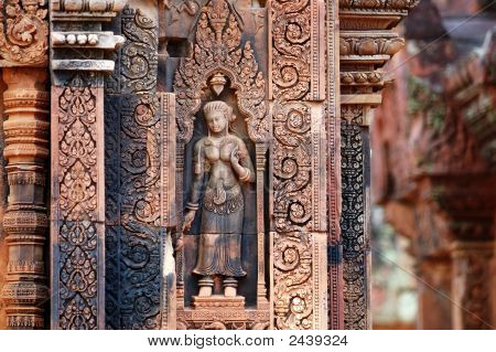 Socha Carving na Mandapa, Banteay Sreiz, Kambodža