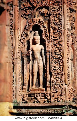 Socha Carving na Mandapa, Banteay Sreiz, Kambodža