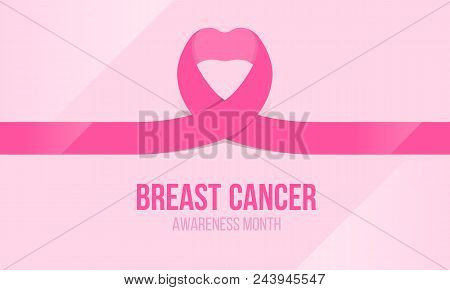 Breast Cancer Awareness Banner With Pink Ribbon Heart Roll Sign Vectordesign